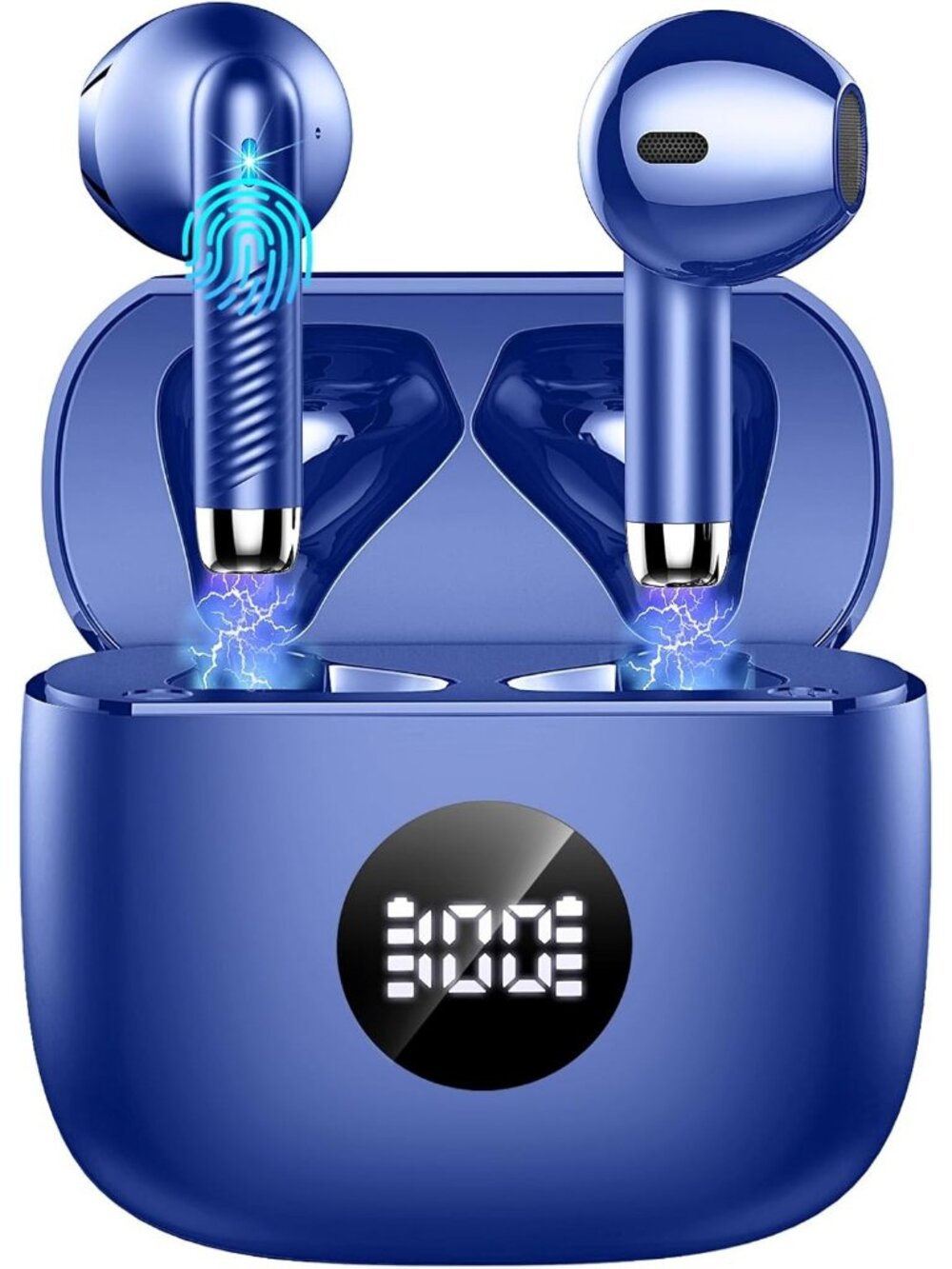 Wireless Blue LED Power Display Bass Stereo 40H Playback Bluetooth 5.4 Earbud